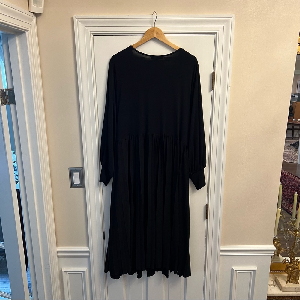 NEW $110 Eloquii Knot Front Pleated Skirt Dress Black Stretch Jersey Midi 24 - Picture 4 of 16